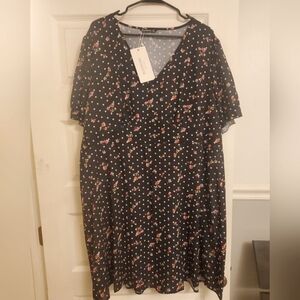 Bloomchic black dress with polka dots and flowers size 22